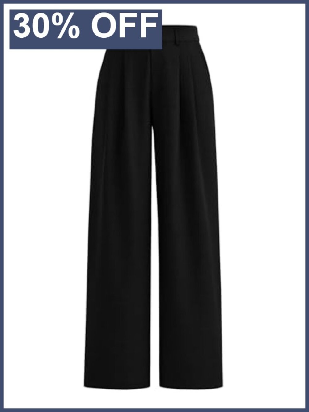 Wide Leg High Waisted Pleated Linen-Like Twill Dress Pants Business Casual